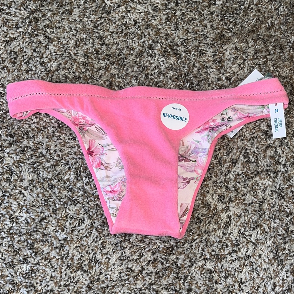 LoveShackFancy Hurley Hawaiian Hibiscus Terry Cheeky Bikini Reversible Bottom